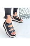 Jatay Siyah Cilt Sandalet